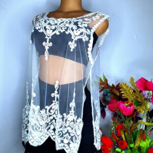 Crotchet embroidered mesh cover up top