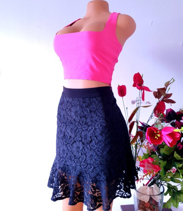 Women's lace, peplum, mini skirt.