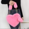 Plush portable heart shaped bag