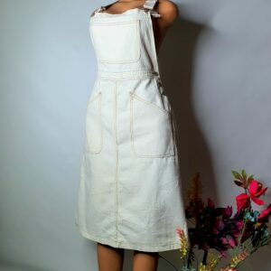 Denim pinafore dress size: 14-16 colour: cream